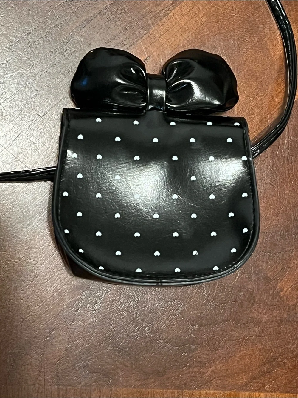Hello Kitty Black Patent Mini Bow Crossbody Bag with Pink Bow Accent
